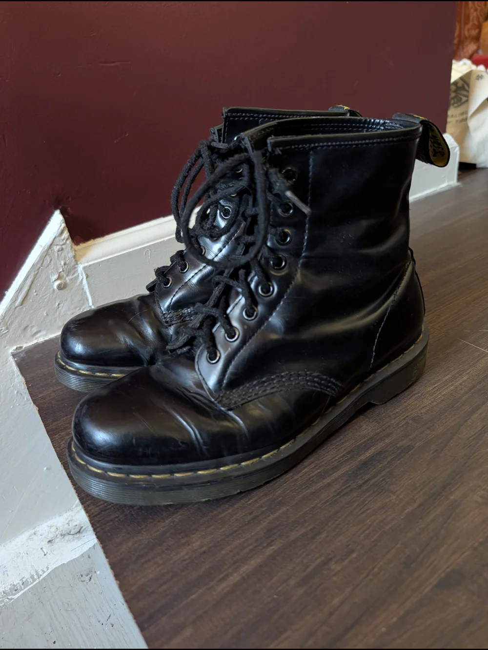 Dr. Martens 1460 Black Patent Leather Lace-Up Ankle Combat Boots US Mens 8